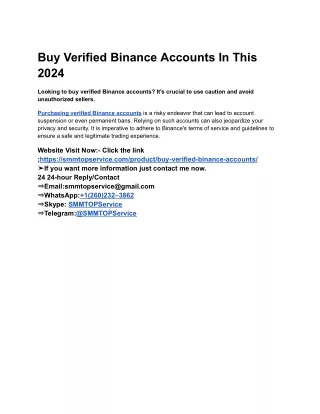 Buy Verified Binance Accounts In This 2024