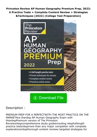 ❤PDF⚡ Princeton Review AP Human Geography Premium Prep, 2022: 6 Practice Tests