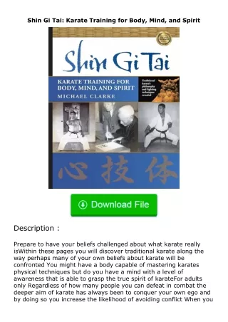 (❤️pdf)full✔download Shin Gi Tai: Karate Training for Body, Mind, and Spirit