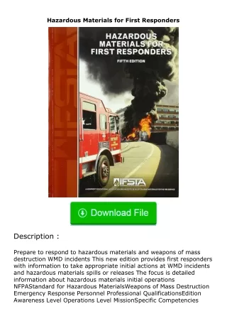 ✔️READ ❤️Online Hazardous Materials for First Responders