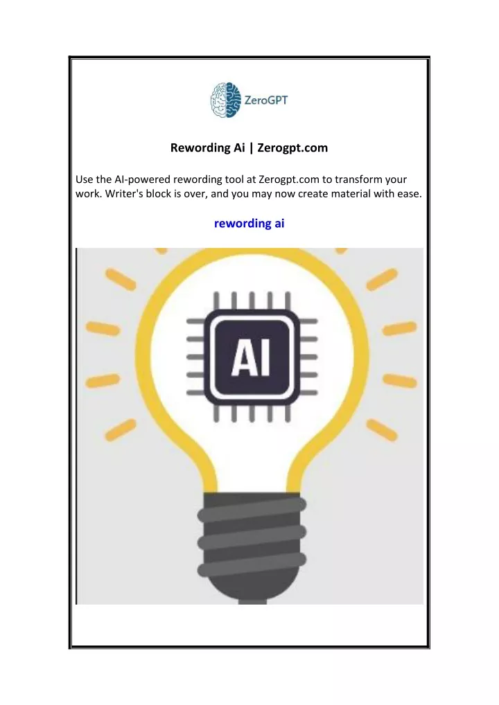 rewording ai zerogpt com