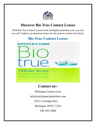 Discover Bio True Contact Lenses