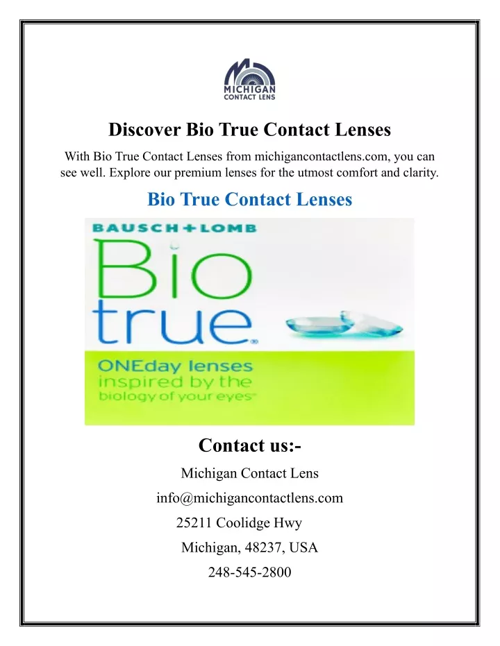 discover bio true contact lenses