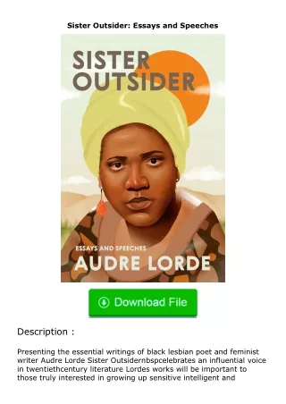 ✔️download⚡️ (pdf) Sister Outsider: Essays and Speeches