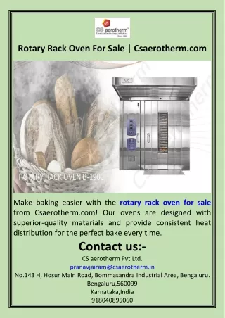 Rotary Rack Oven For Sale  Csaerotherm.com