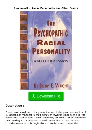 (❤️pdf)full✔download Psychopathic Racial Personality and Other Essays