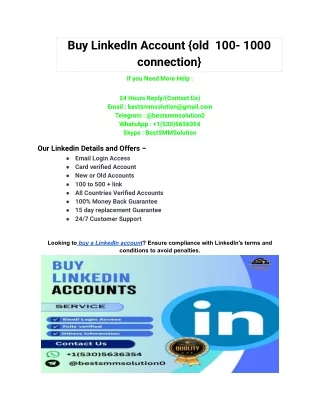 Buy LinkedIn Account {old  100- 1000 connection}