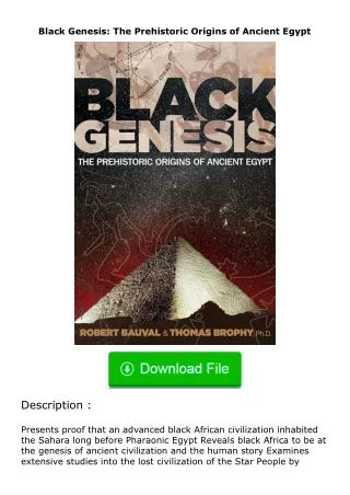 pdf❤(download)⚡ Black Genesis: The Prehistoric Origins of Ancient Egypt