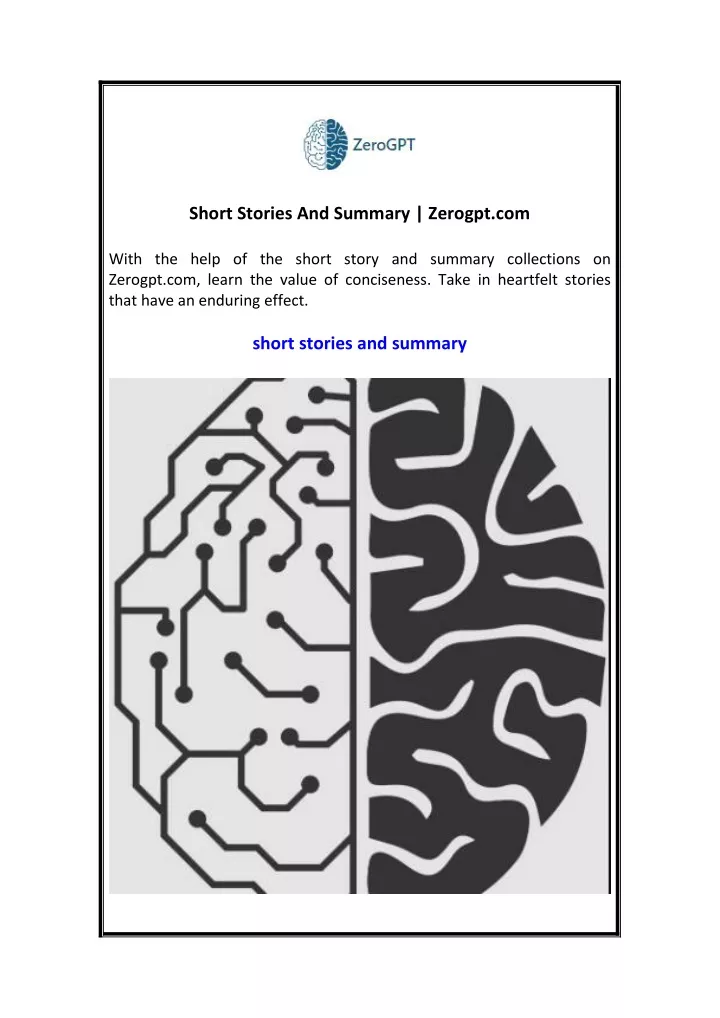 short stories and summary zerogpt com