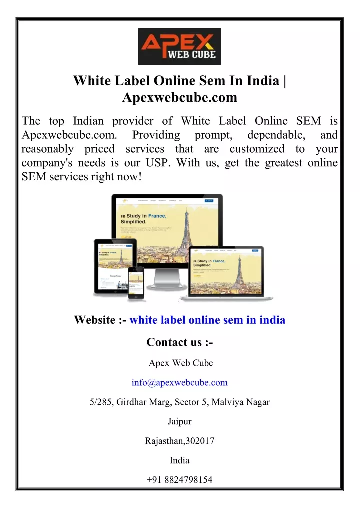 white label online sem in india apexwebcube com