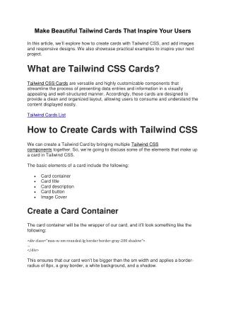 Make Beautiful Tailwind Cards That Inspire Your Users