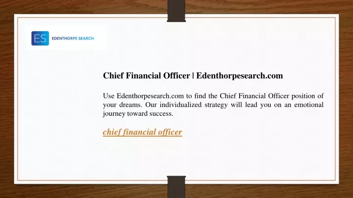 chief financial officer edenthorpesearch