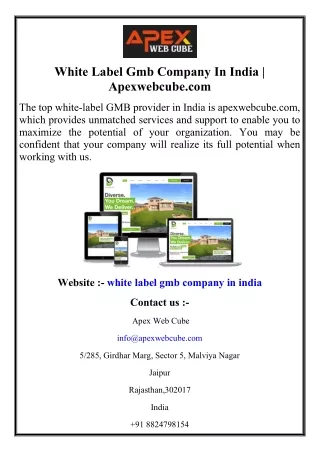 White Label Gmb Company In India  Apexwebcube.com