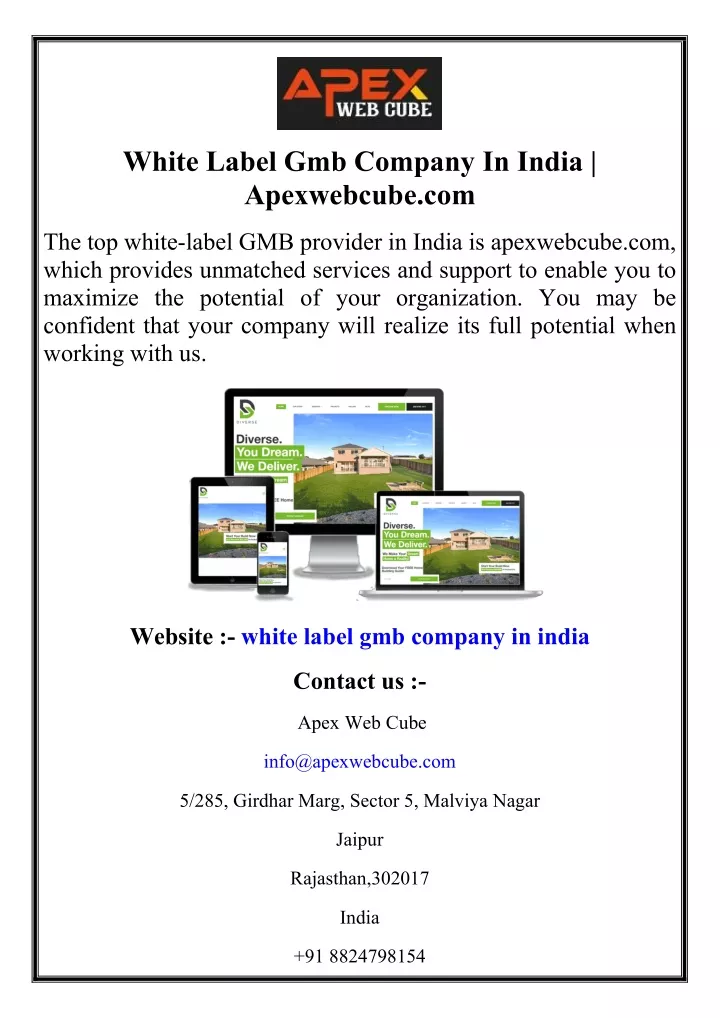 white label gmb company in india apexwebcube com