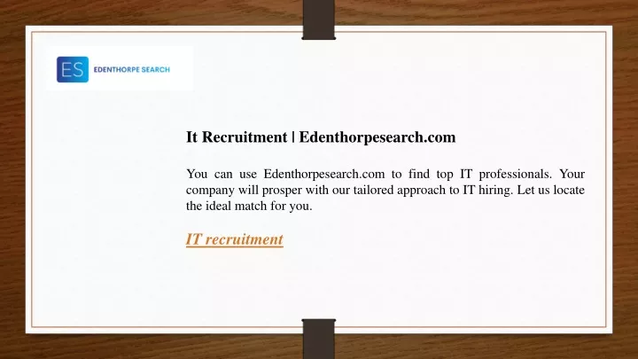 it recruitment edenthorpesearch