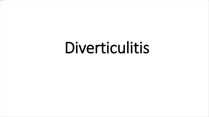 diverticulitis