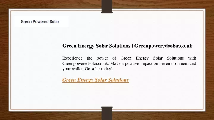 green energy solar solutions greenpoweredsolar