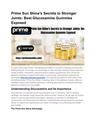Prime Sun Shine's Secrets to Stronger Joints_ Best Glucosamine Gummies Exposed