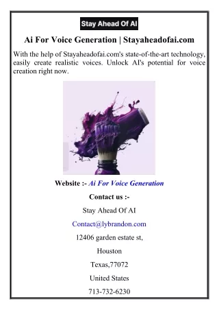 Ai For Voice Generation  Stayaheadofai.com