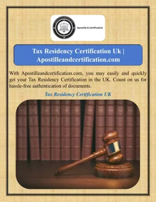 Tax Residency Certification Uk Apostilleandcertification.com