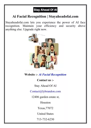 Ai Facial Recognition  Stayaheadofai.com