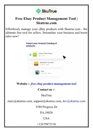 Free Ebay Product Management Tool  Skutrue.com