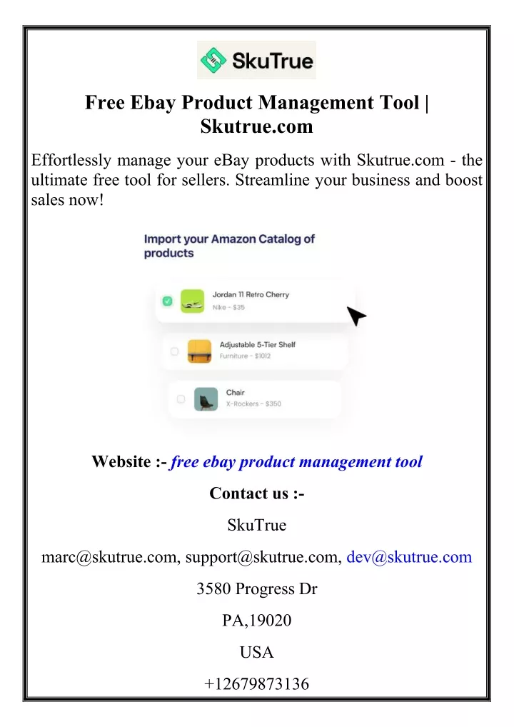 free ebay product management tool skutrue com