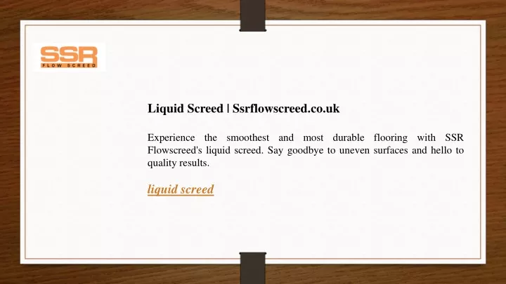 liquid screed ssrflowscreed co uk experience