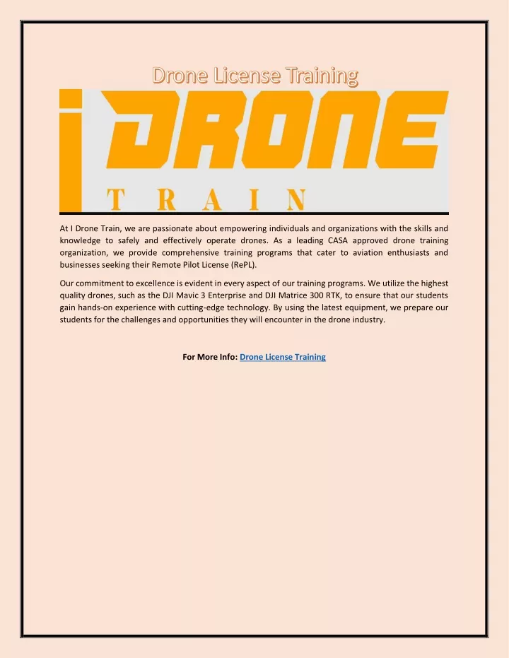 at i drone train we are passionate about