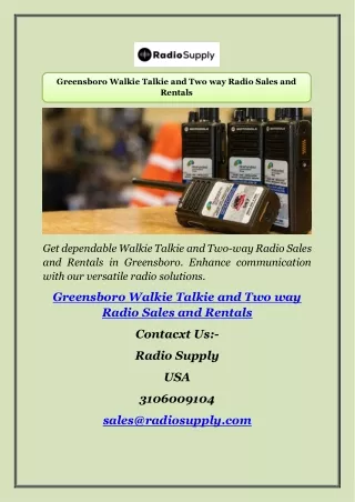 Greensboro Walkie Talkie and Two way Radio Sales and Rentals
