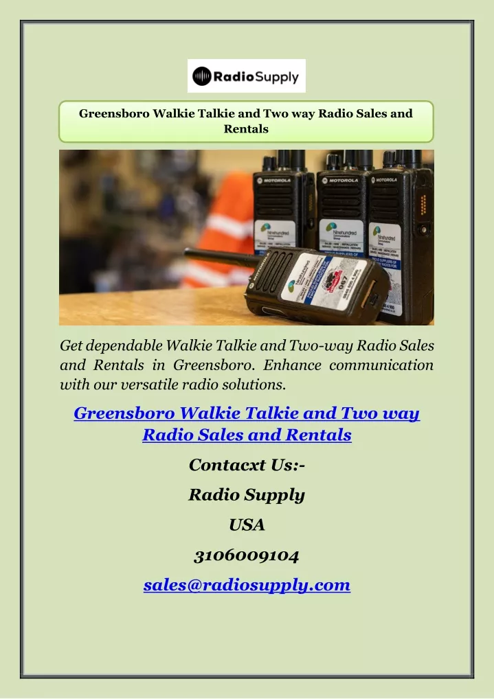 greensboro walkie talkie and two way radio sales