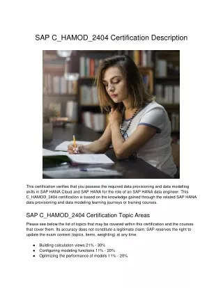 SAP C_HAMOD_2404 Certification Description