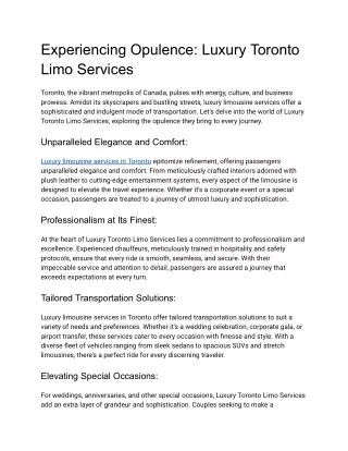 Experiencing Opulence_ Luxury Toronto Limo Services