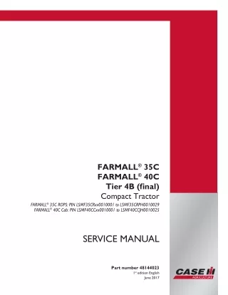 CASE IH FARMALL 30C Tier 4B (final) Compact Tractor Service Repair Manual Instant Download
