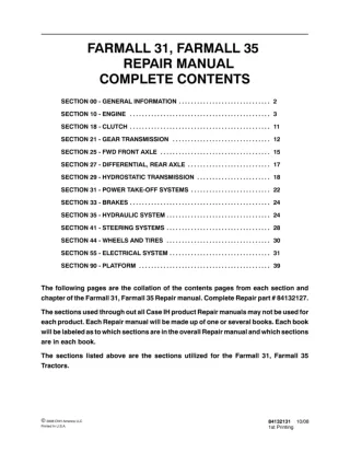 CASE IH FARMALL 35 Tractor Service Repair Manual Instant Download