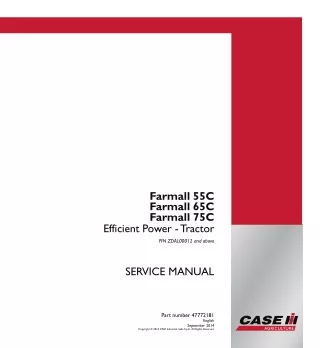 CASE IH Farmall 55C Efficient Power - Tractor Service Repair Manual Instant Download  (PIN ZDAL00012 and above)