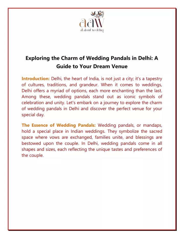 exploring the charm of wedding pandals in delhi