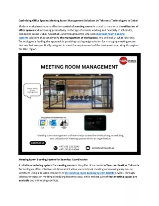 Meeting Room Management Solutions in Dubai