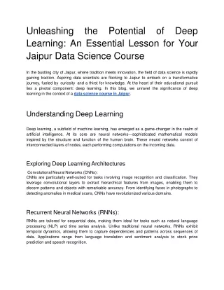 Unleashing the Potential of Deep Learning_ An Essential Lesson for Your Jaipur Data Science Course