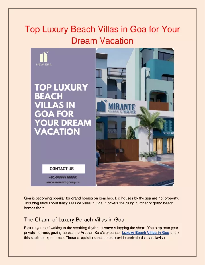 top luxury beach villas in goa for your dream