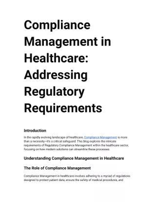 Compliance Management in Healthcare_Addressing Regulatory Requirements