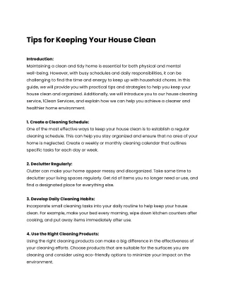 Tips for Keeping Your House Clean