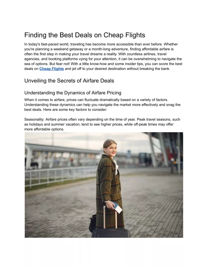 finding the best deals on cheap flights