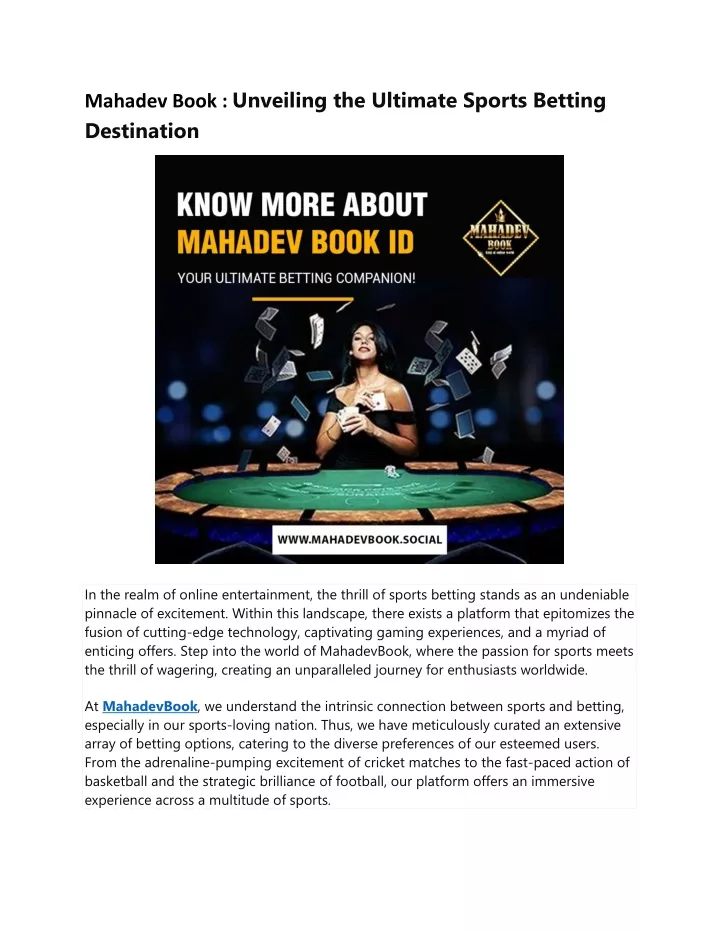 mahadev book unveiling the ultimate sports