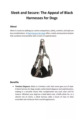 Sleek and Secure The Appeal of Black Harnesses for Dogs