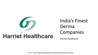 India’s Finest Derma Companies - Harriet Healthcare