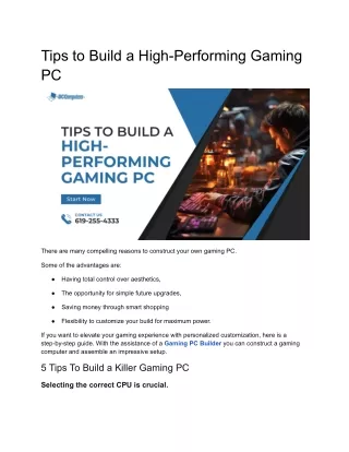Tips to Build a High-Performing Gaming PC