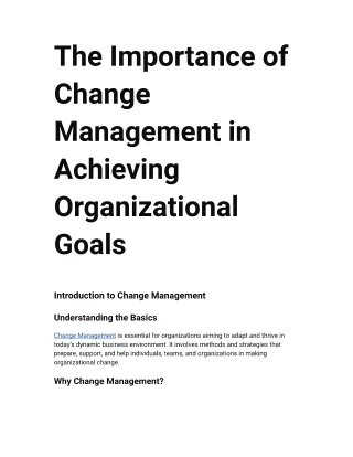 The Importance of Change Management in Achieving Organizational Goals