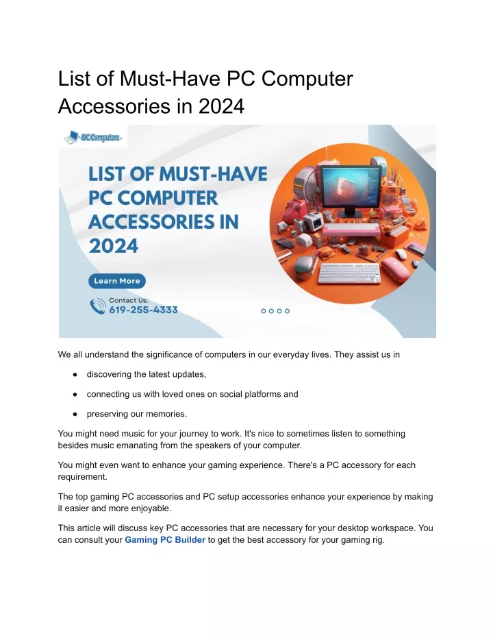 list of must have pc computer accessories in 2024