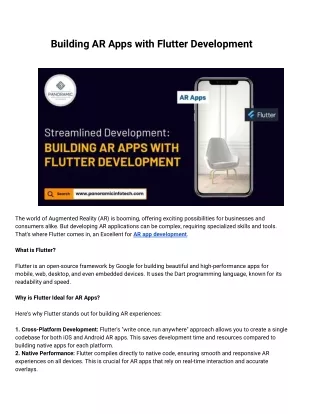 Building AR Apps with Flutter Development